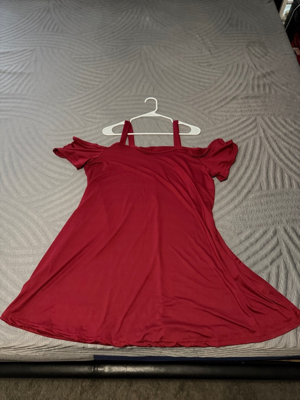 Cold Shoulder Red Swing Dress